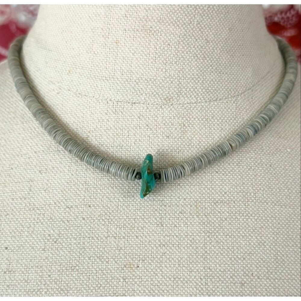 Vintage Heishi Bead Turquoise Necklace Southwestern Native Style Choker